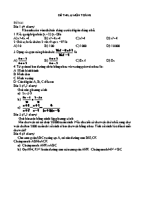 Đề thi lại môn học Toán 8